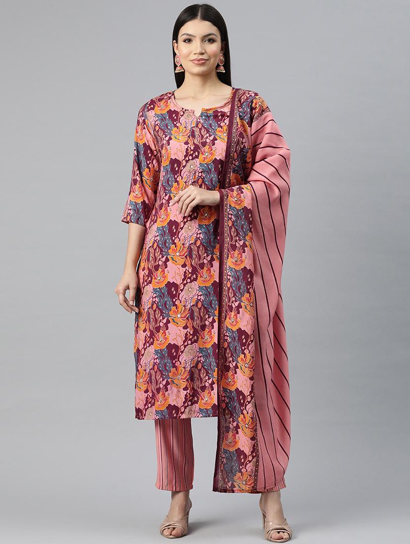 women three quarter sleeve kurta pant with dupatta set - 20930566 -  Zoom Image - 0
