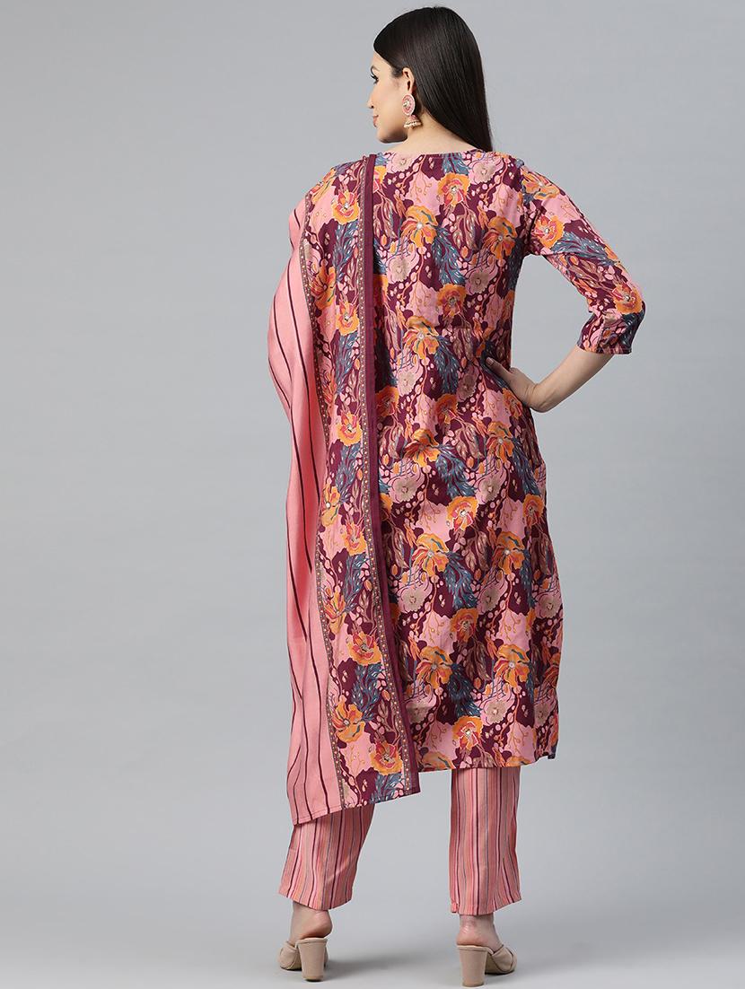 women three quarter sleeve kurta pant with dupatta set - 20930566 - Standard Image - 3