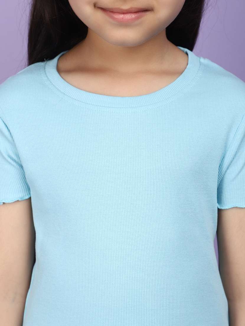 girls round neck solid regular tee - 20930616 -  Standard Image - 5