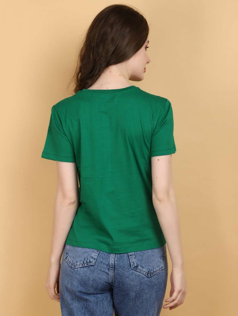 green cotton chest print t-shirt - 20930619 -  Standard Image - 3