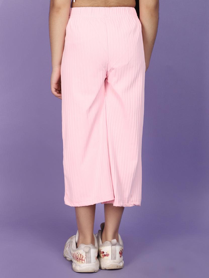 kids solid pink casual wide leg trouser - 20930647 - Standard Image - 3