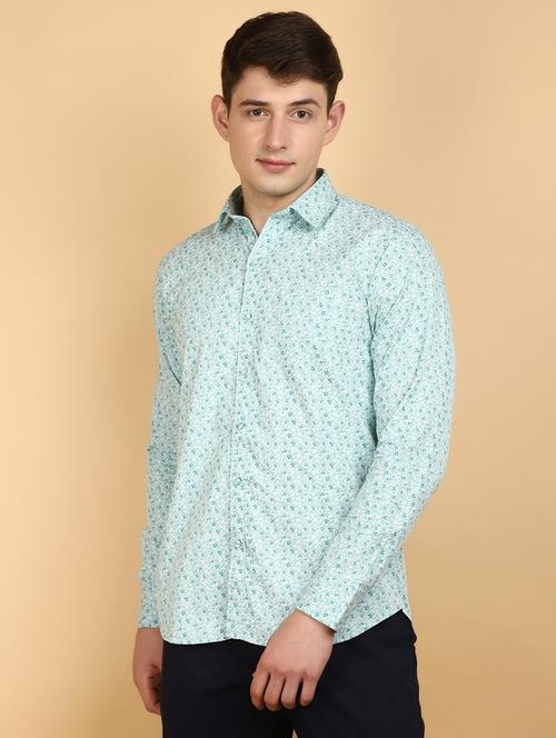 green cotton casual shirt - 20930698 - Standard Image - 0