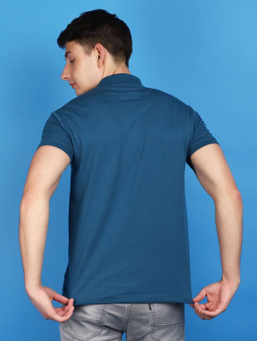 men polo neck solid t-shirt - 20930730 -  Standard Image - 3