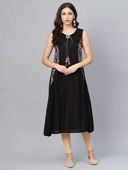 women placement print sleeveless a-line kurta - 20930860 -  Standard Image - 0
