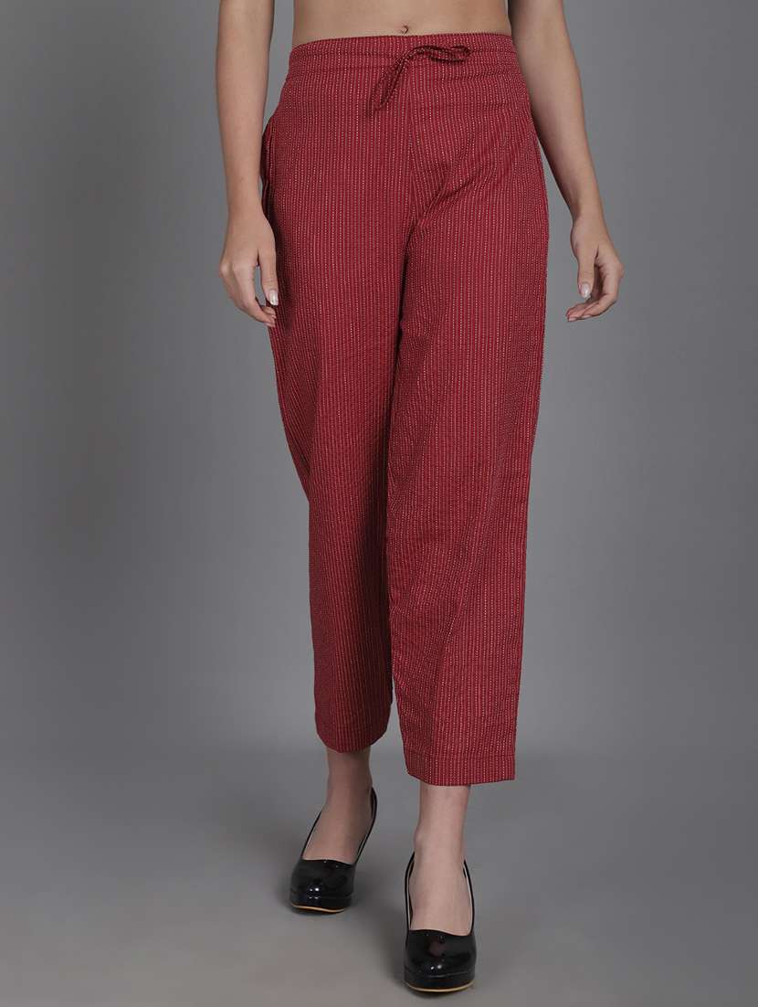 women mid-rise stripes tapered pant - 20930948 - Zoom Image - 0
