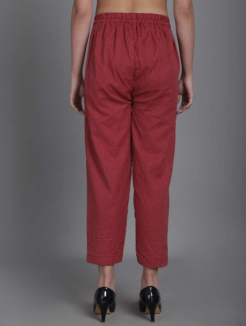 women mid-rise stripes tapered pant - 20930948 - Standard Image - 3