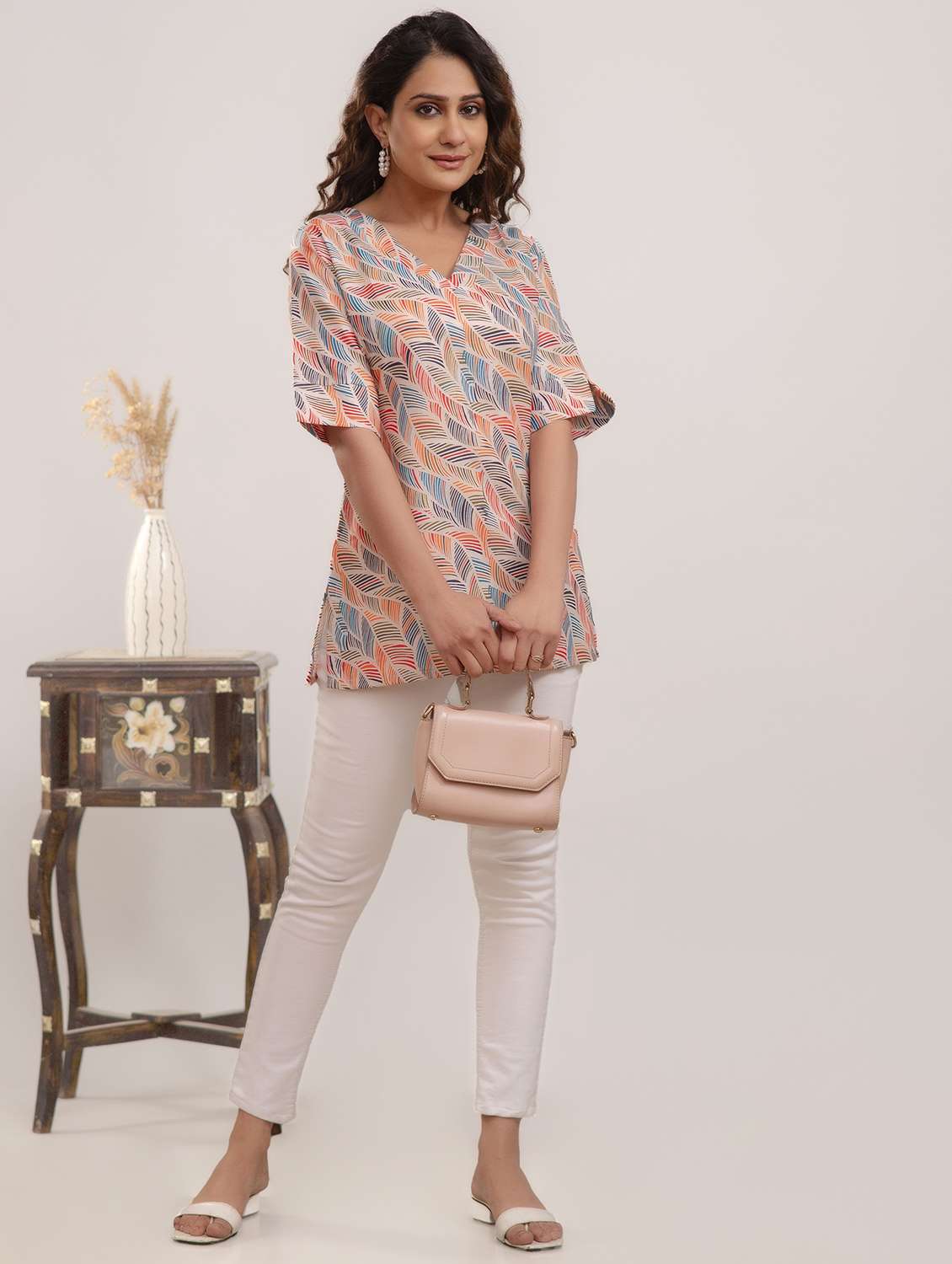 women's v-neck tunic top - 20931015 -  Standard Image - 3