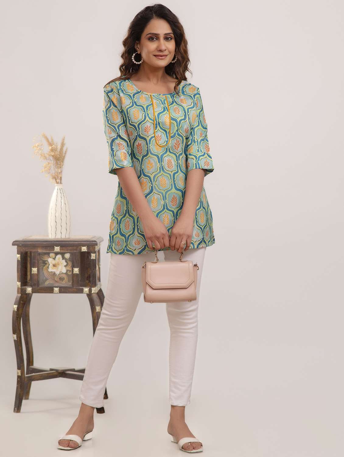 women's round neck tunic top - 20931018 -  Standard Image - 3