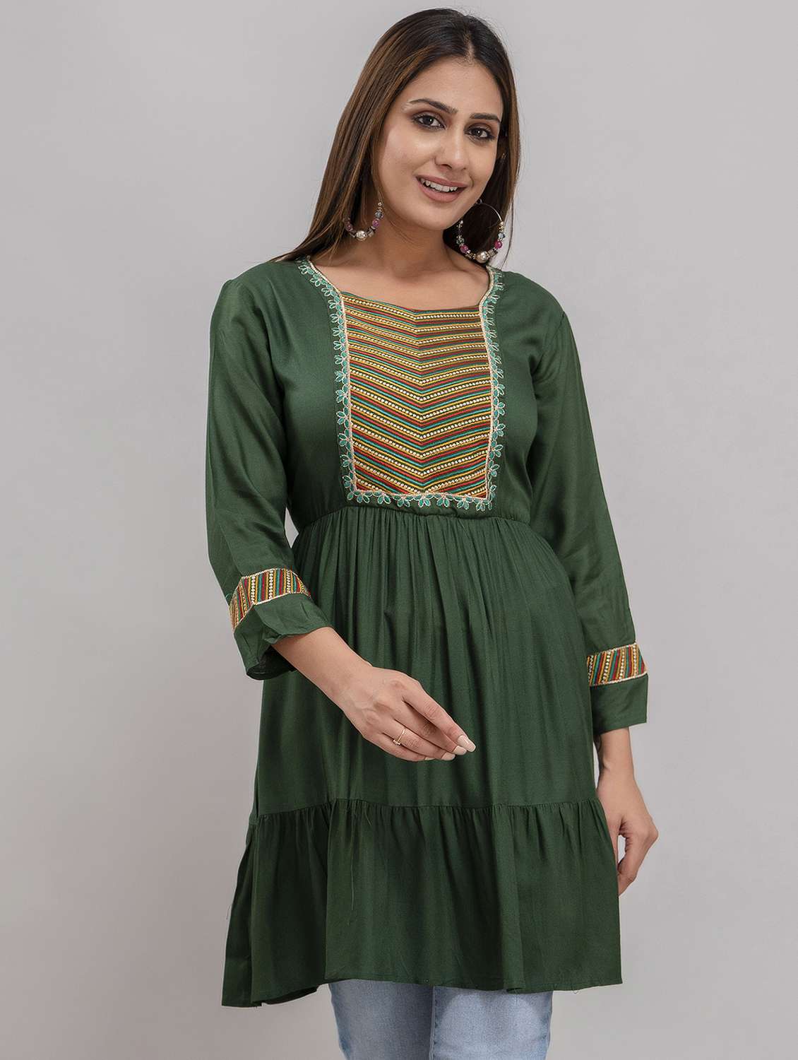 embroidered a-line tunic - 20931308 - Zoom Image - 0