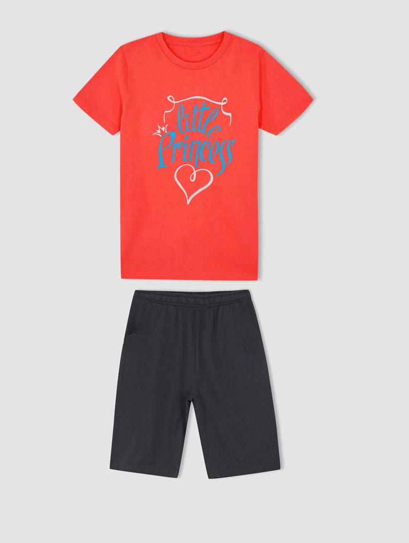 kids front print cotton shorts twin sets  - 20932031 -  Zoom Image - 0