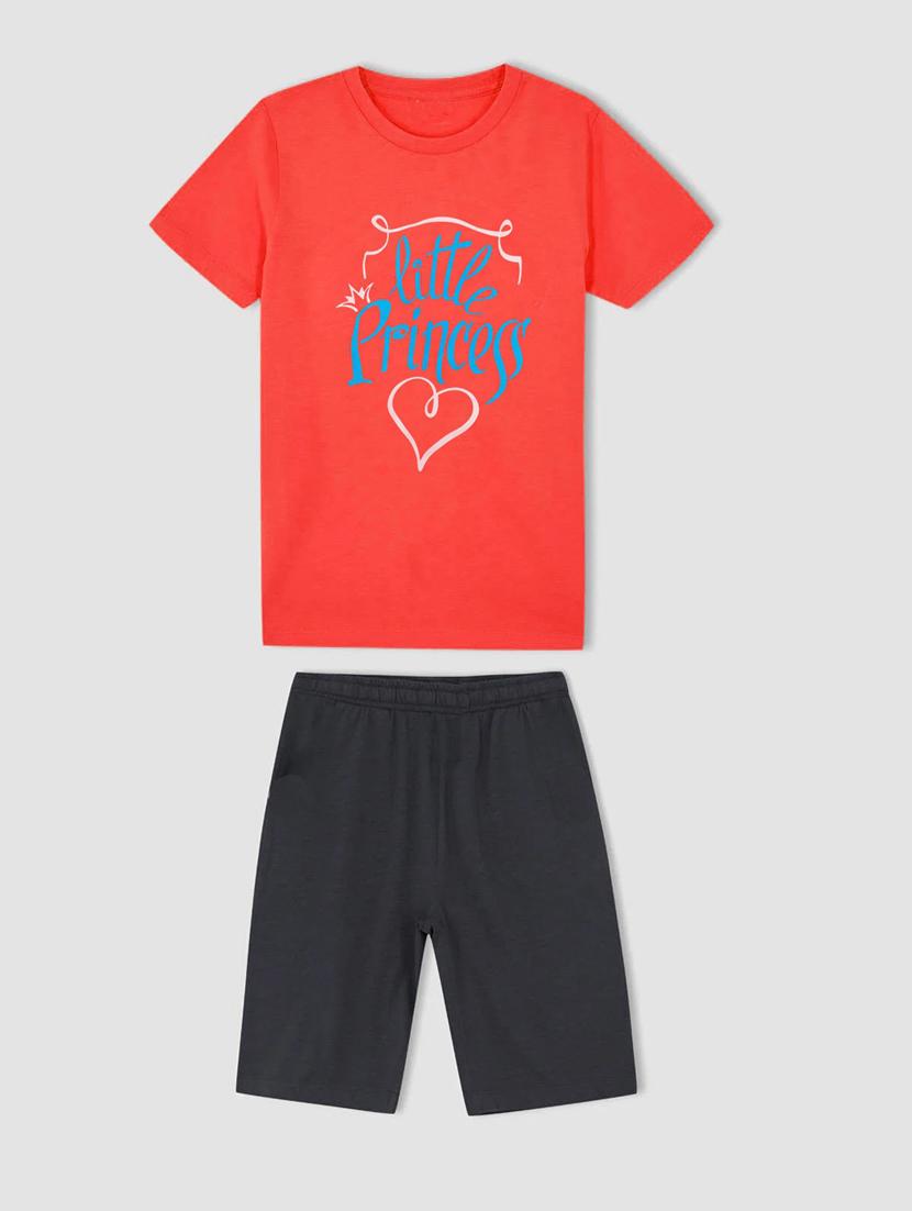 kids front print cotton shorts twin sets - 20932032 - Zoom Image - 0