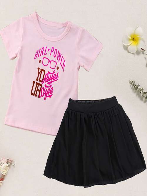 kids typographic printed skirt top set - 20932440 - Standard Image - 0