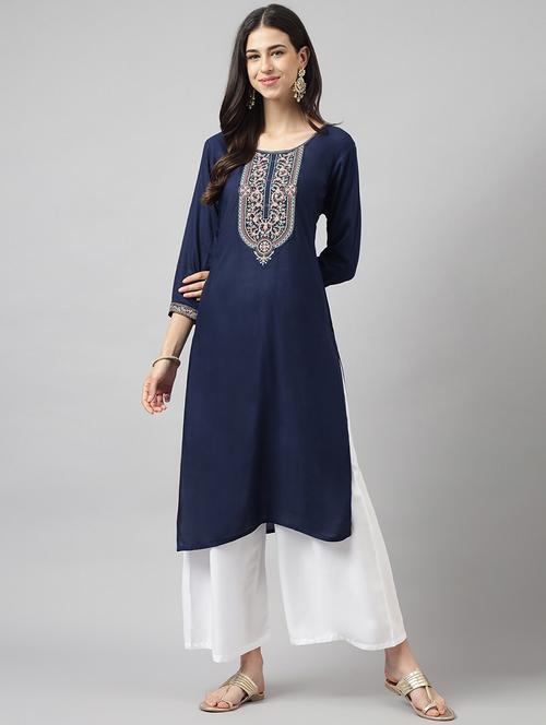 embroidered straight kurta - 20932720 - Standard Image - 0