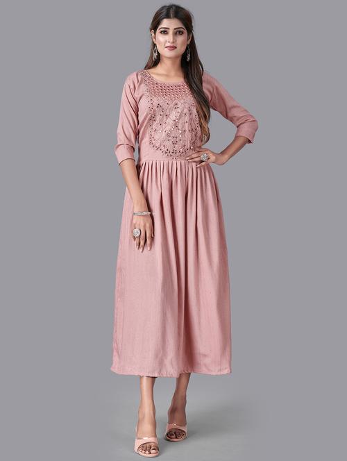 embroidered flared ethnic dress - 20932722 -  Standard Image - 0