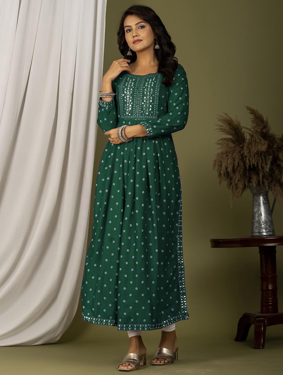 embroidered a-line kurta - 20932726 -  Zoom Image - 0