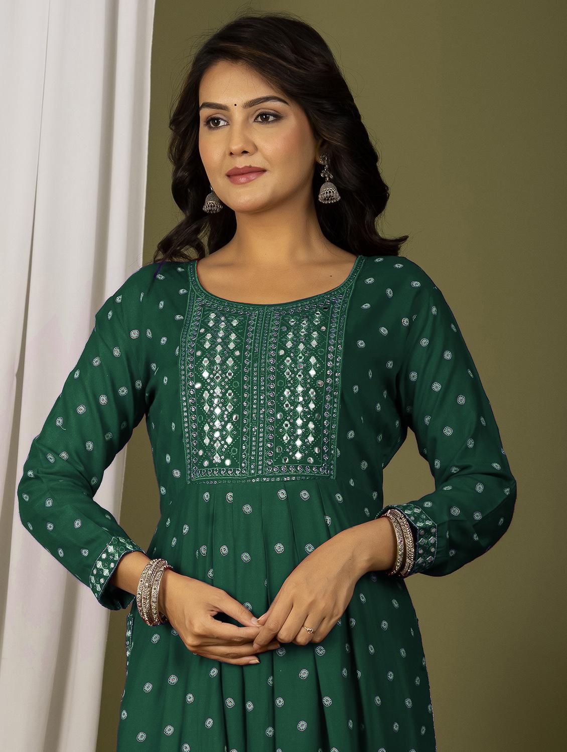 embroidered a-line kurta - 20932726 - Standard Image - 3