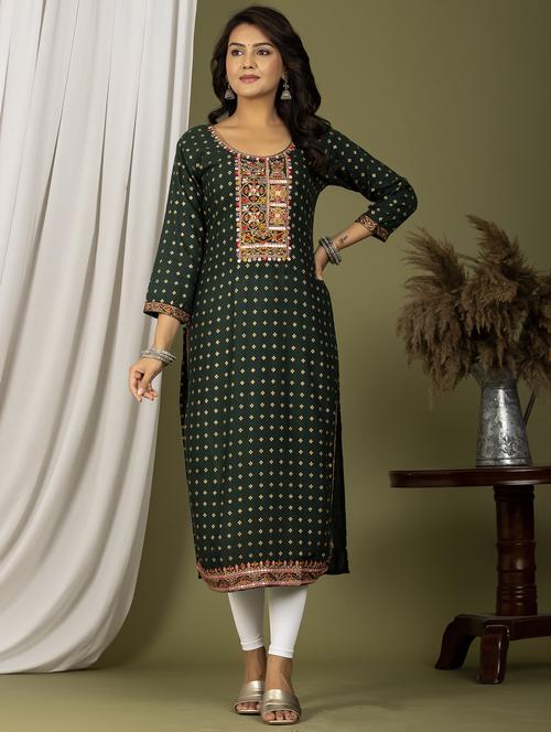 embroidered straight kurta - 20932735 -  Standard Image - 0