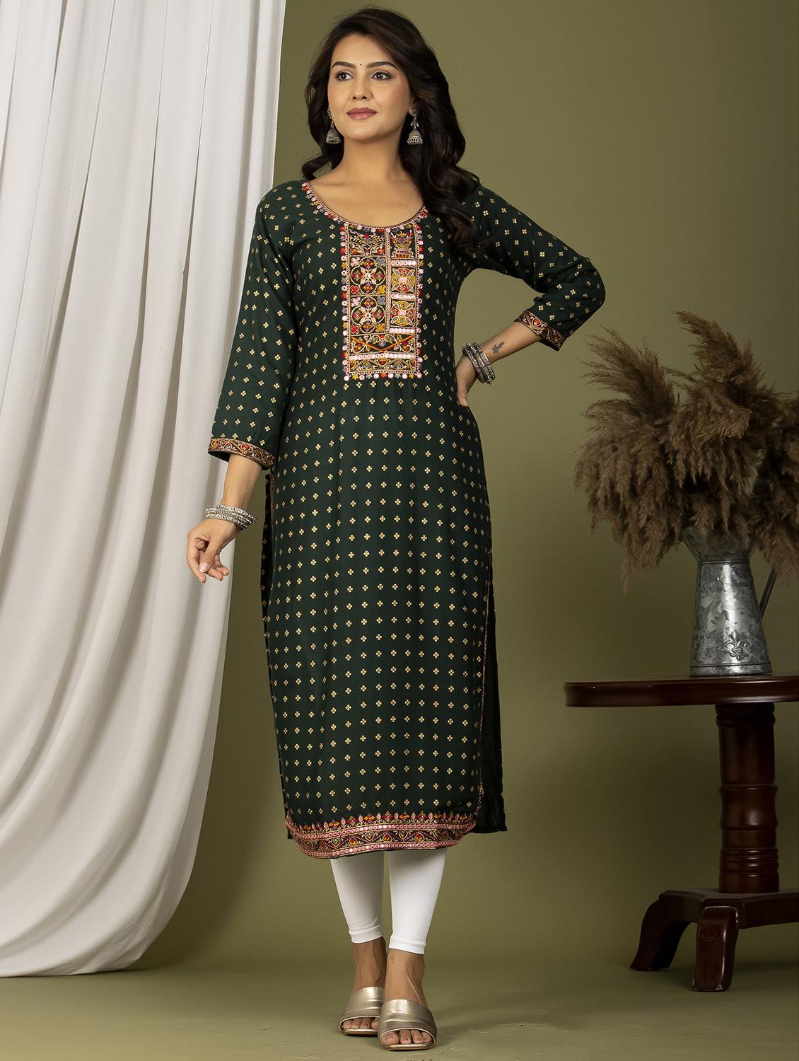 embroidered straight kurta - 20932735 -  Zoom Image - 0