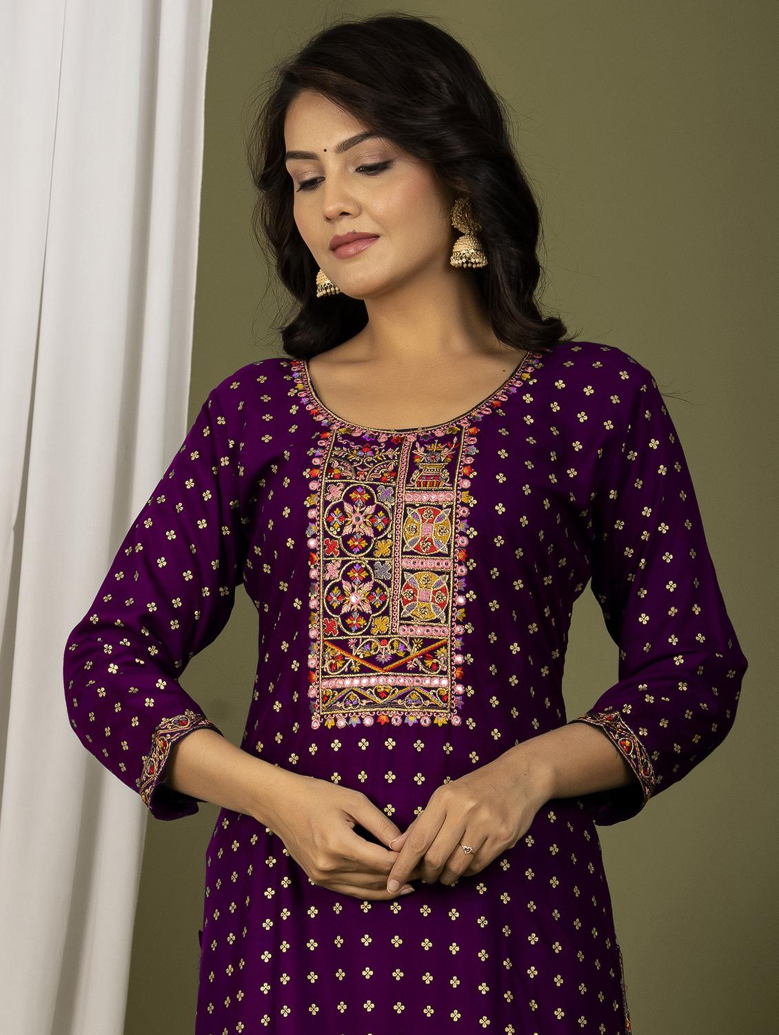 embroidered straight kurta - 20932737 - Standard Image - 3