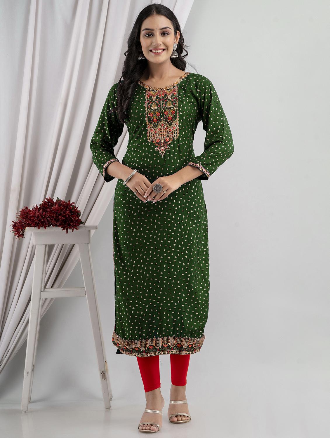 embroidered straight kurta - 20932742 - Zoom Image - 0