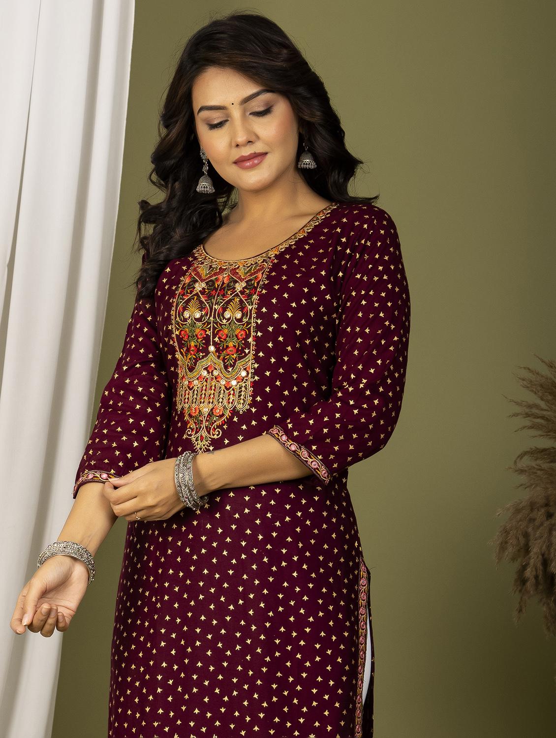 embroidered straight kurta - 20932743 - Standard Image - 3
