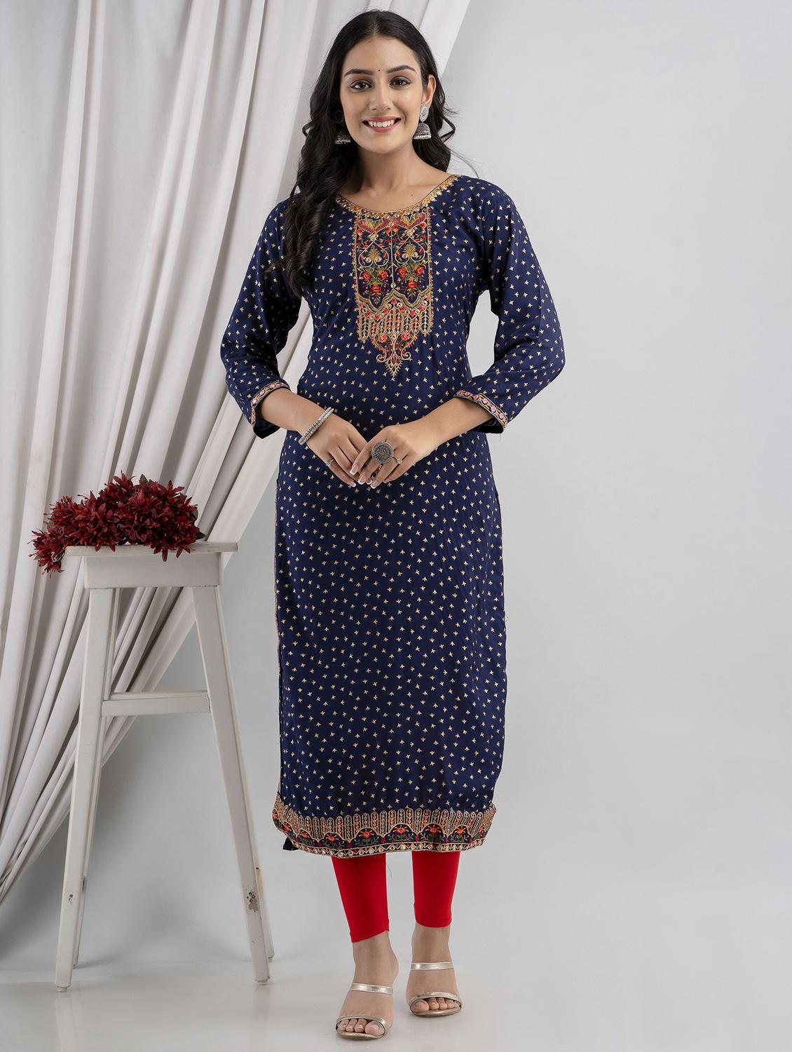 embroidered straight kurta - 20932772 -  Zoom Image - 0