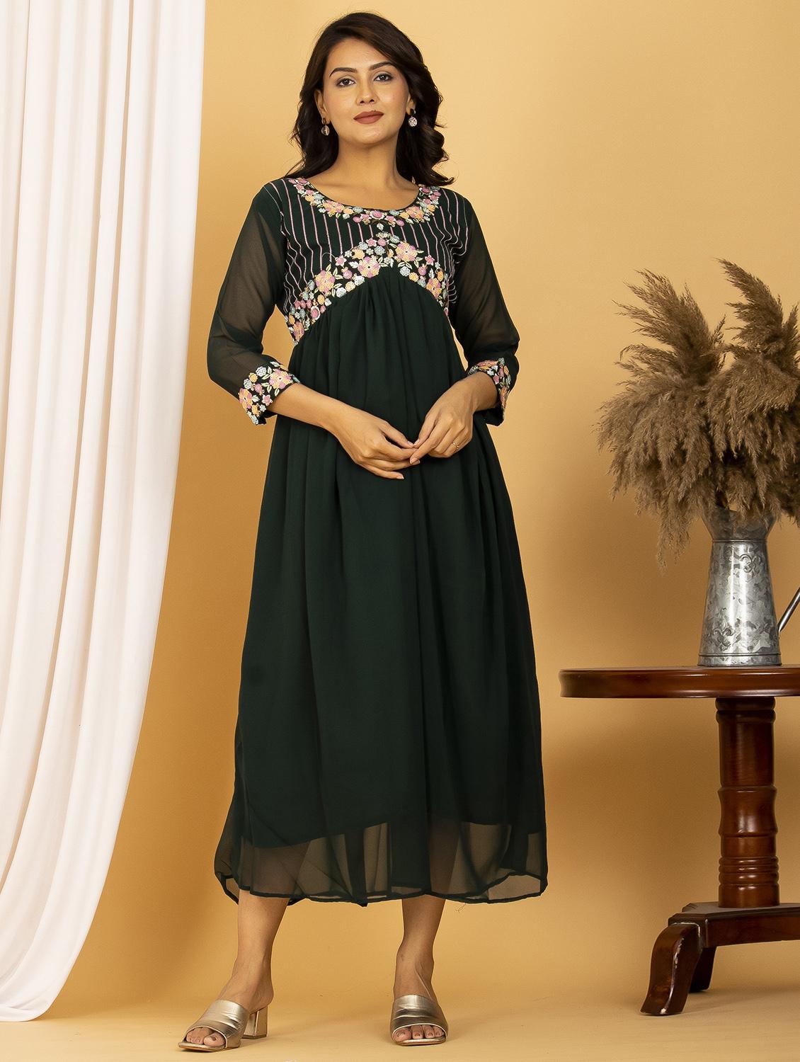 sequins work flared ethnic dress - 20932773 - Zoom Image - 0