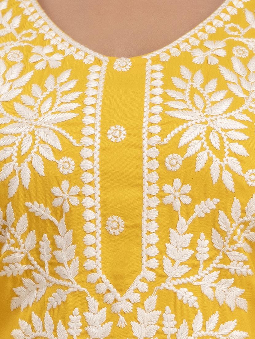 chikankari work straight kurta - 20932777 - Standard Image - 5