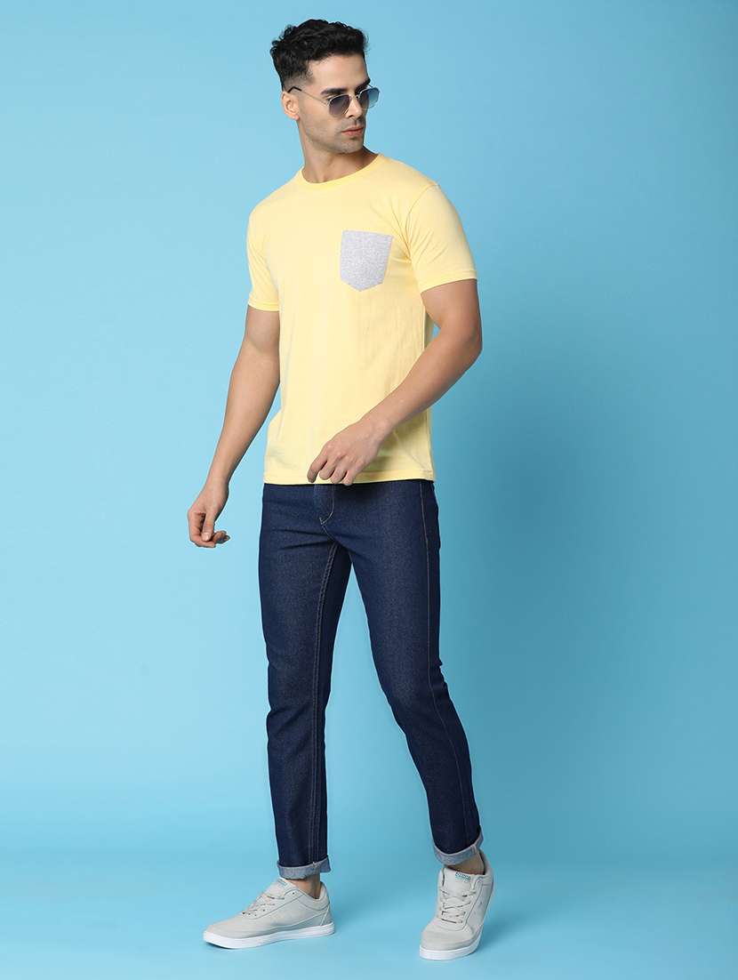 men solid navy blue slim fit jeans - 20934240 -  Standard Image - 3