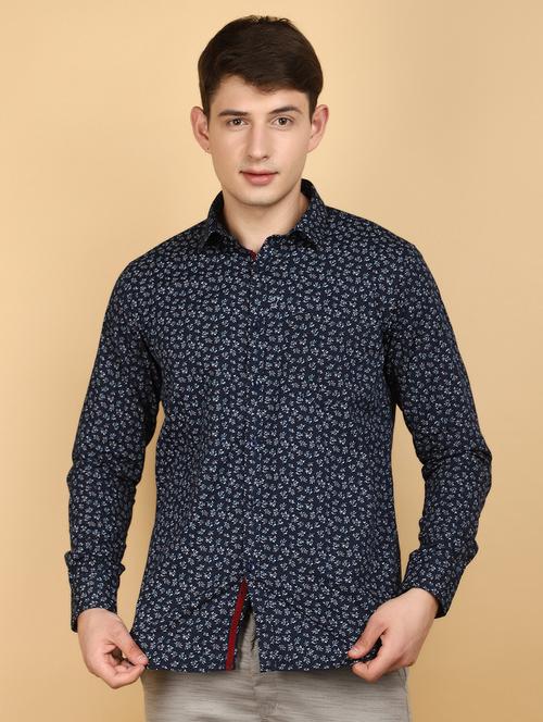 navy blue cotton casual shirt - 20934287 - Standard Image - 0