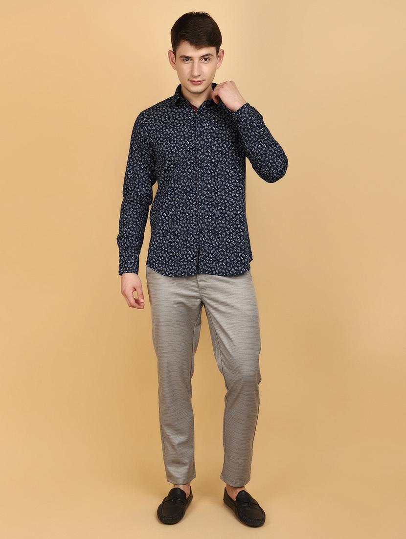 navy blue cotton casual shirt - 20934287 - Standard Image - 3