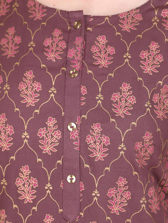 women purple printed kurta & palazzo set - 20934290 - Standard Image - 5