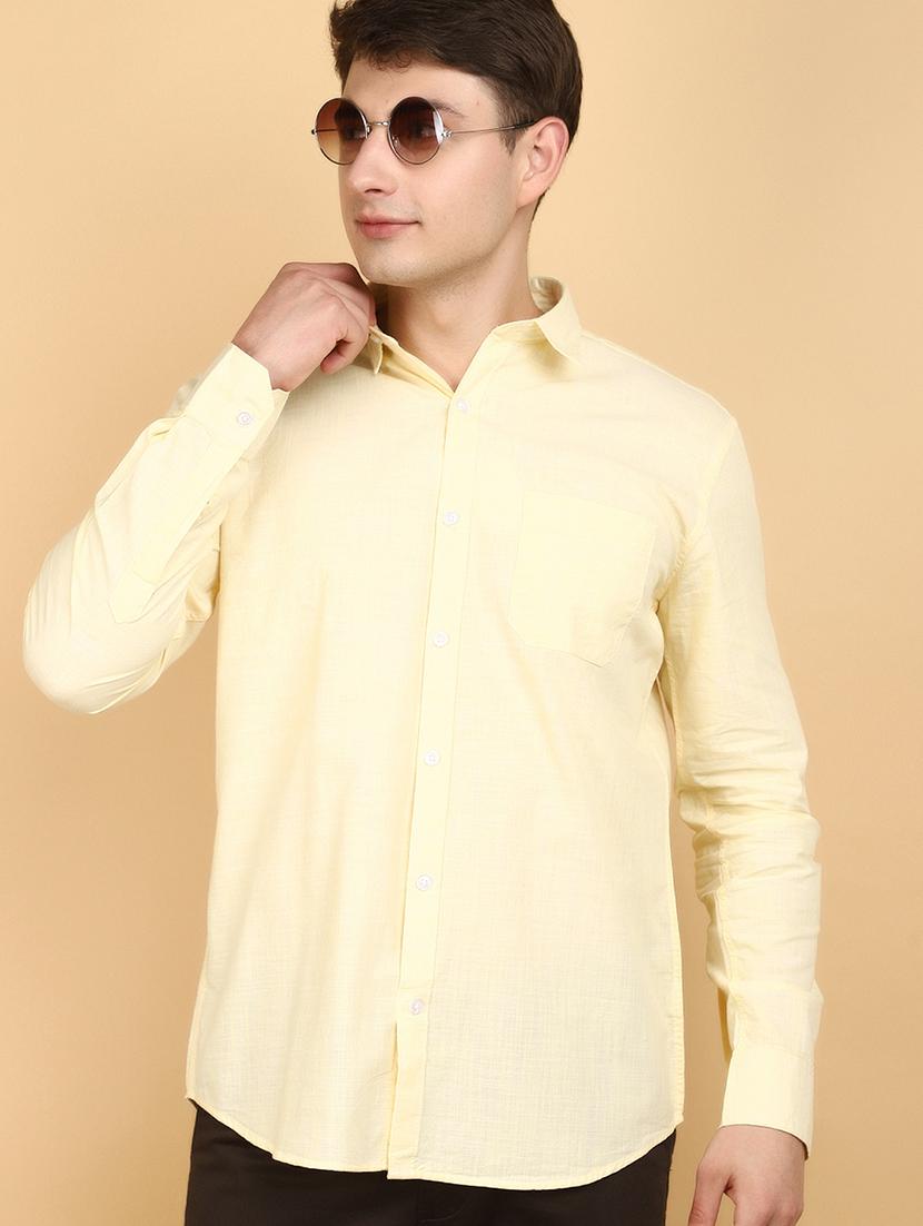 men solid cotton long sleeve casual shirt - 20934300 - Standard Image - 3