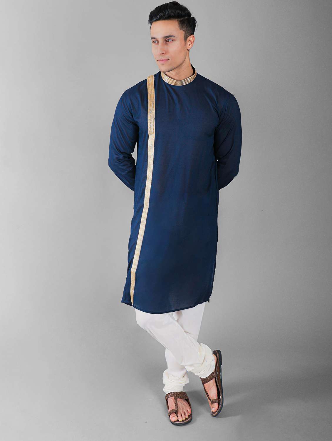 blue silk blend kurta churidar ethnic wear set - 20942876 -  Zoom Image - 0