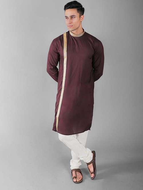 brown silk blend kurta churidar ethnic wear set - 20942877 - Standard Image - 0