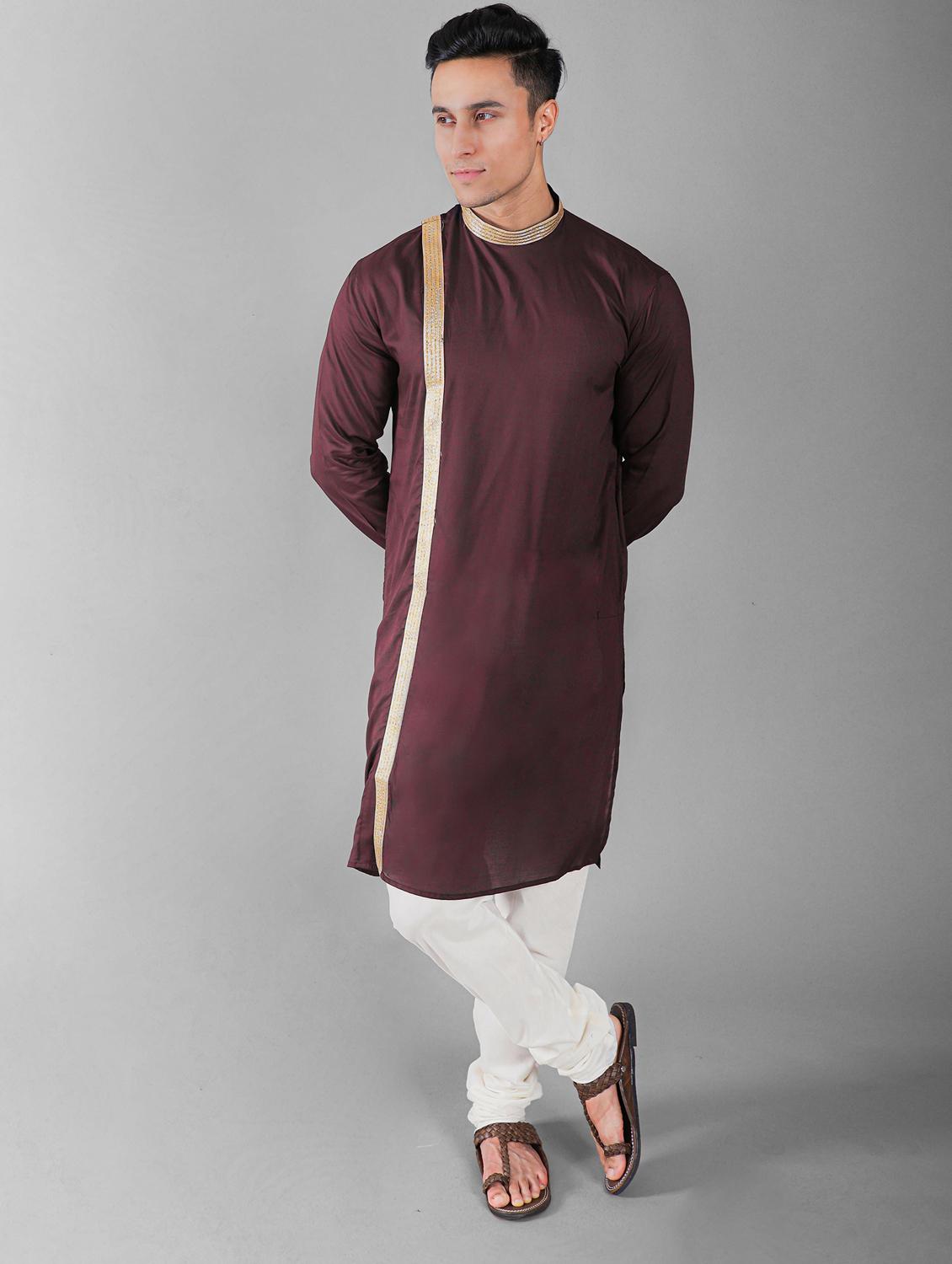brown silk blend kurta churidar ethnic wear set - 20942877 - Zoom Image - 0