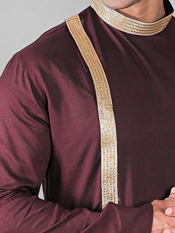 brown silk blend kurta churidar ethnic wear set - 20942877 - Standard Image - 3