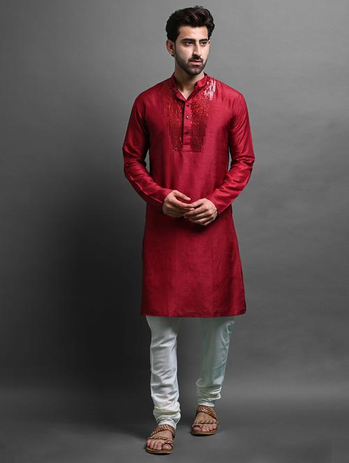 men long sleeve kurta churidar set - 20942886 - Standard Image - 0