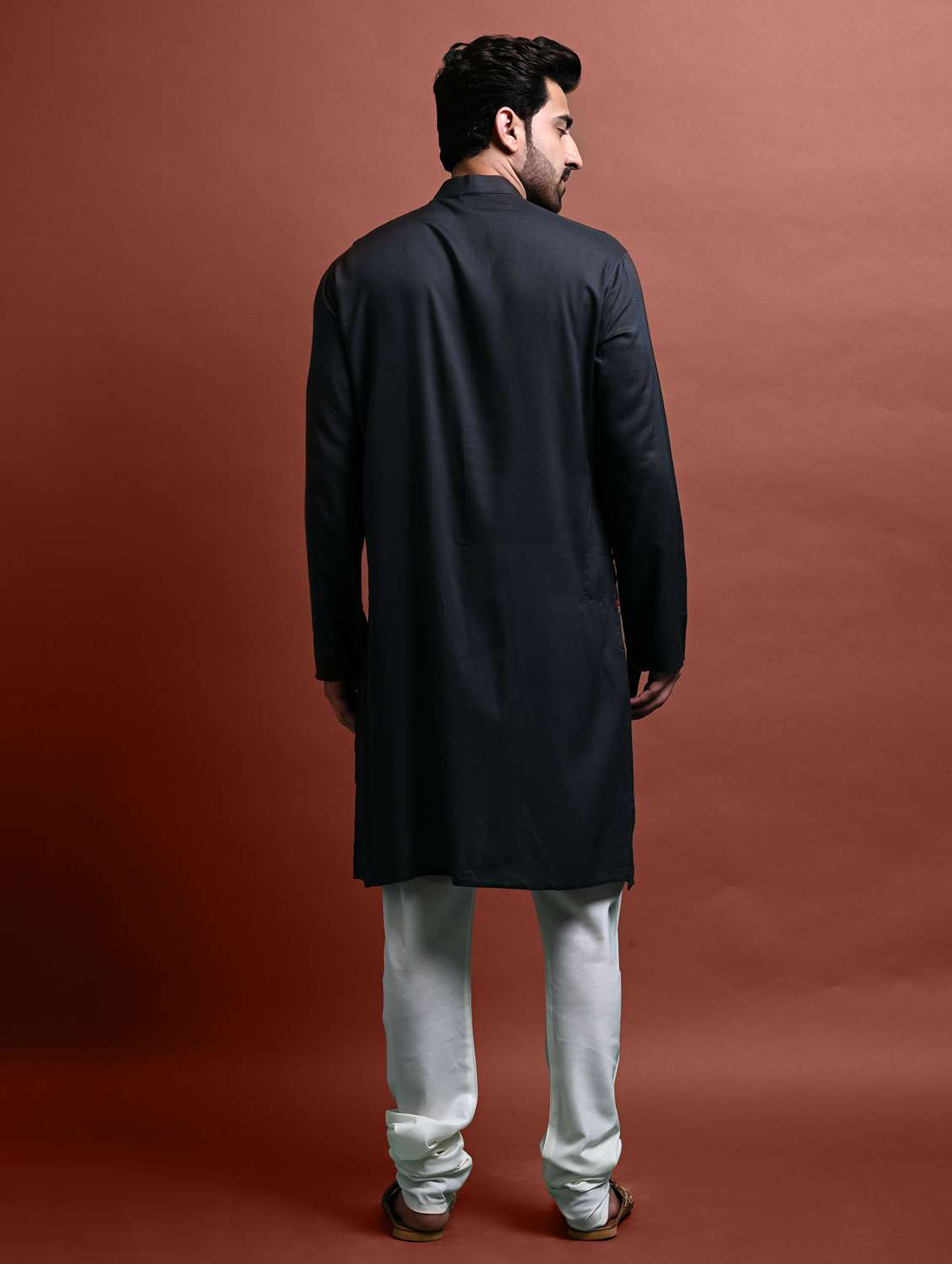 men's embroidered kurta churidar set - 20942891 -  Standard Image - 3