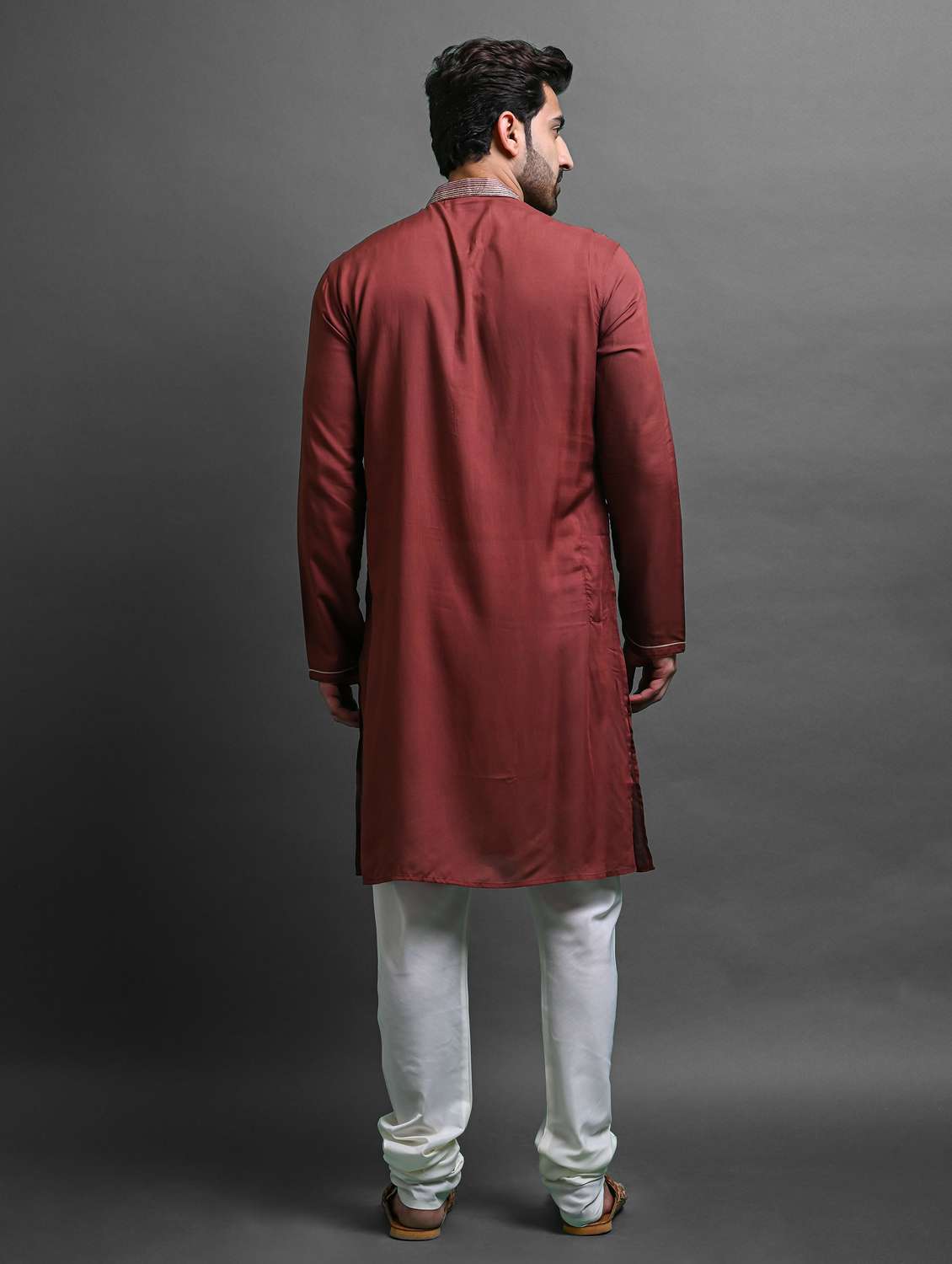 men's solid color kurta churidar set - 20942900 -  Standard Image - 3