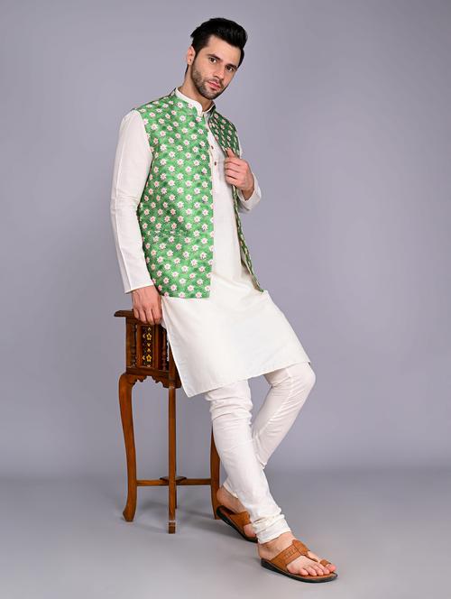 men's kurta pyjama with jacket set - 20942981 - Standard Image - 0