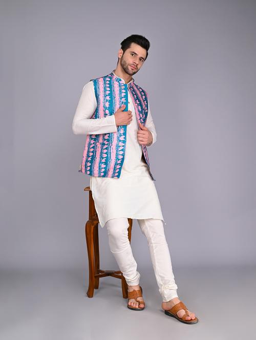 men's kurta pyjama with jacket set - 20942983 -  Standard Image - 0