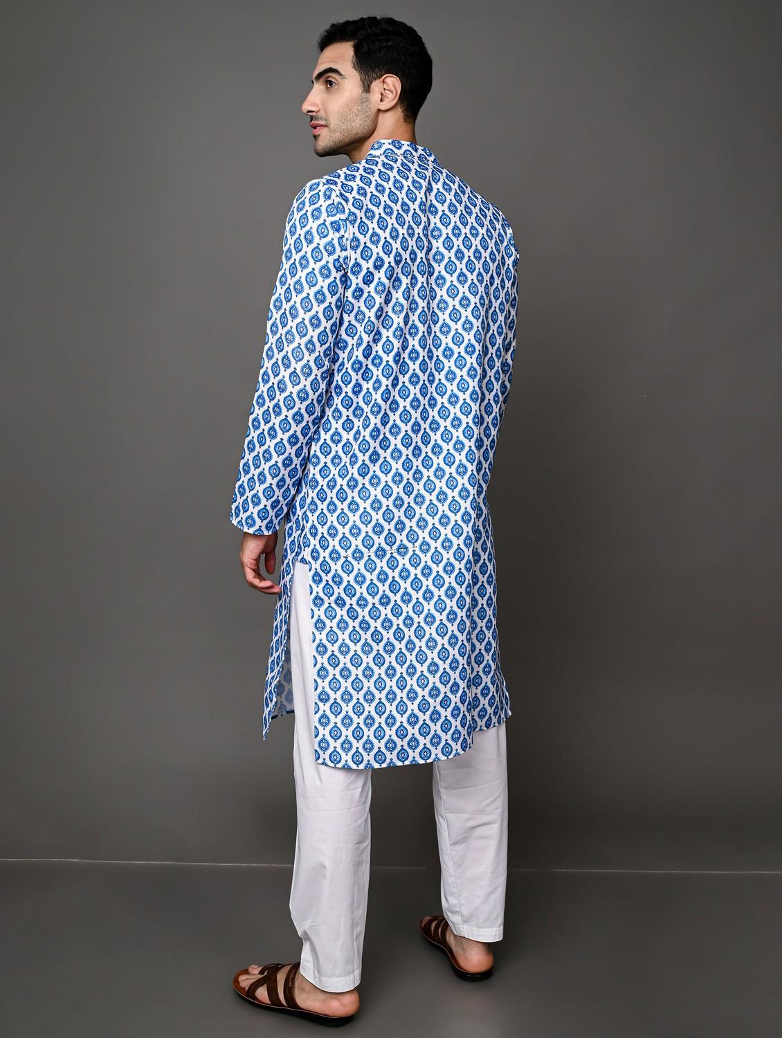 men's printed kurta pyjama set - 20943053 - Standard Image - 3