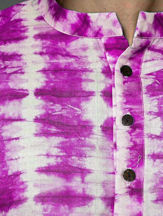 men's tie & dyed kurta pyjama set - 20943059 -  Standard Image - 3