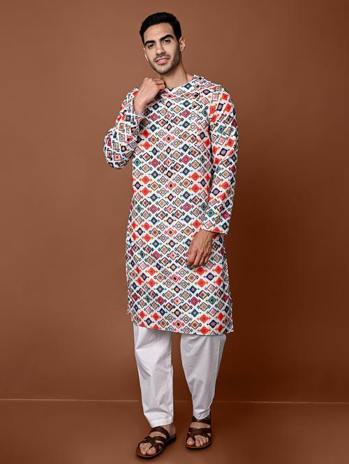 men's printed kurta pyjama set - 20943060 -  Standard Image - 0