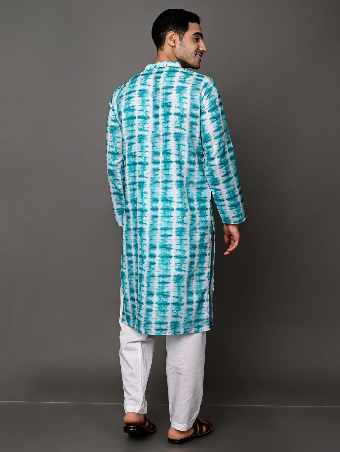 men's tie & dyed kurta pyjama set - 20943061 - Standard Image - 3