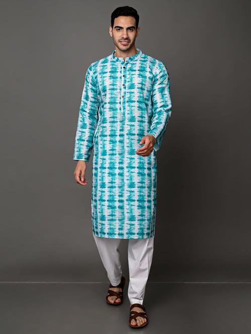 men's tie & dyed kurta pyjama set - 20943062 -  Standard Image - 0