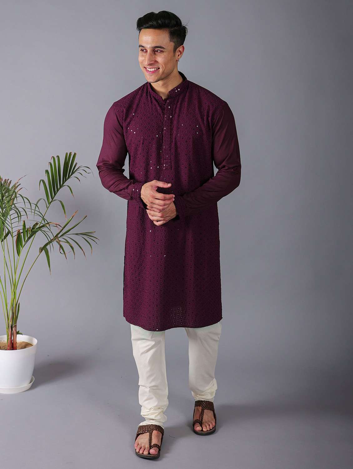 men's self designed kurta pyjama set - 20943074 -  Standard Image - 3