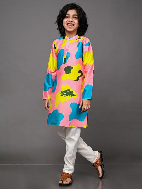multi colored cotton silk kurta - 20943177 - Standard Image - 0