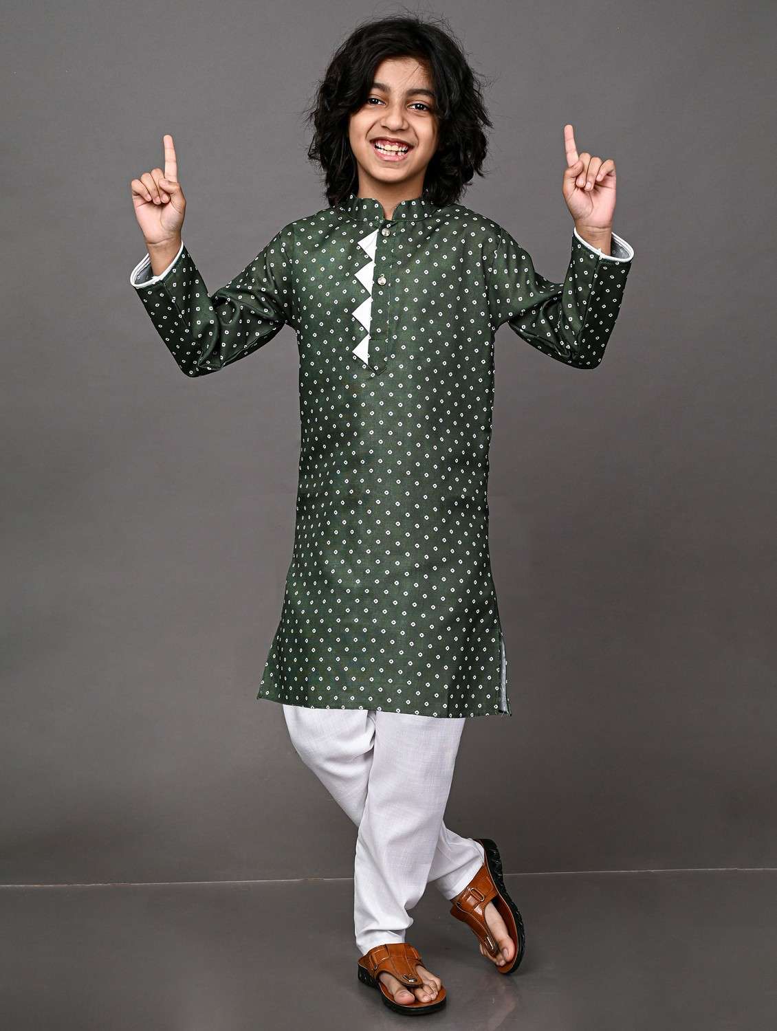 boys printed cotton kurta pyjama set
